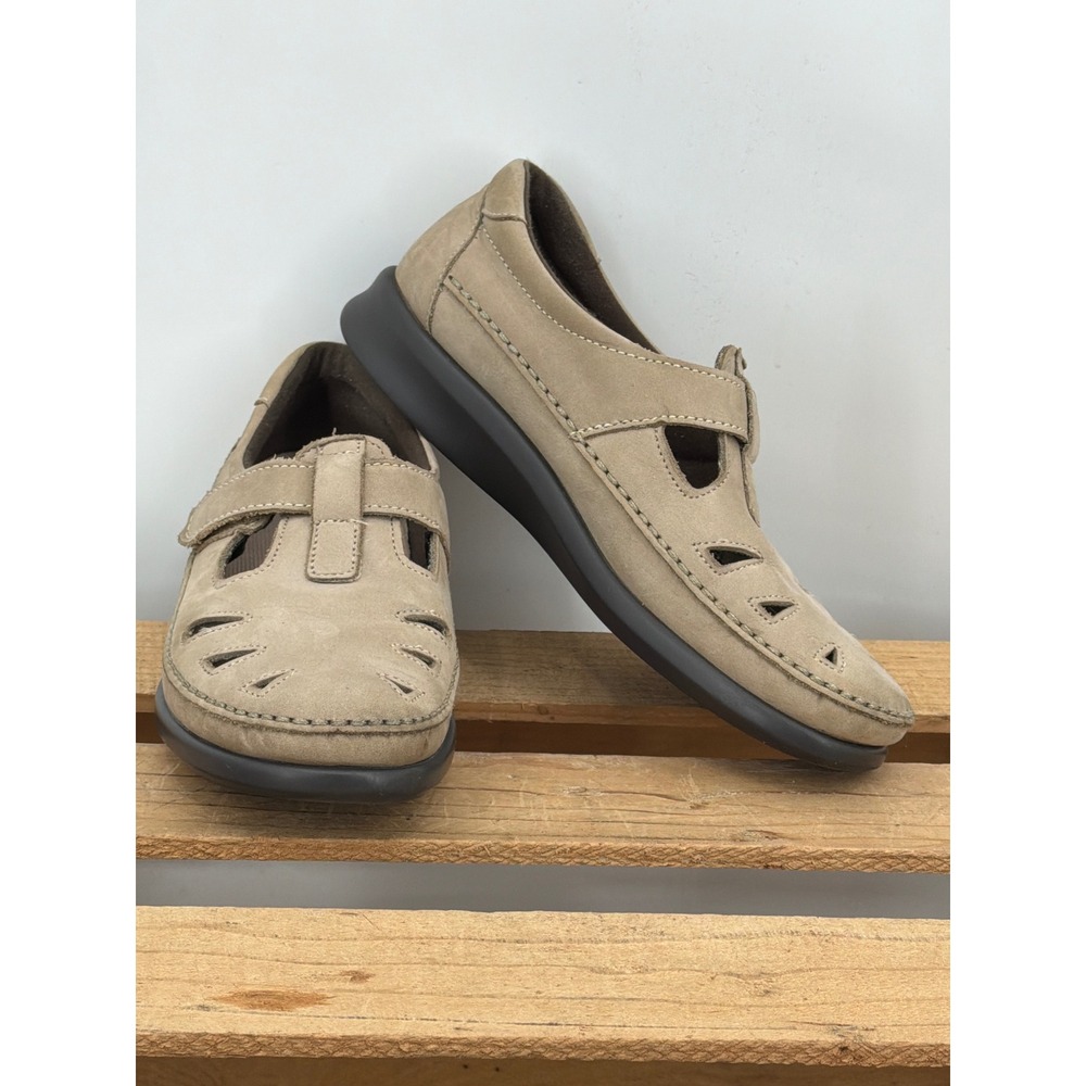 SAS Tripad Comfort Mary Jane Loafers Taupe‎ Nubuck Leather Shoes Womens 7 M USA